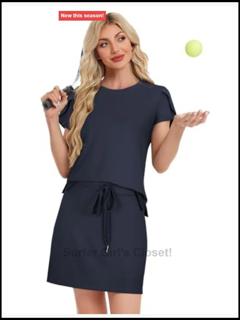 Two Piece Skirt Set with Overlap Sleeves Tennis Outfit Skort Lounge Set